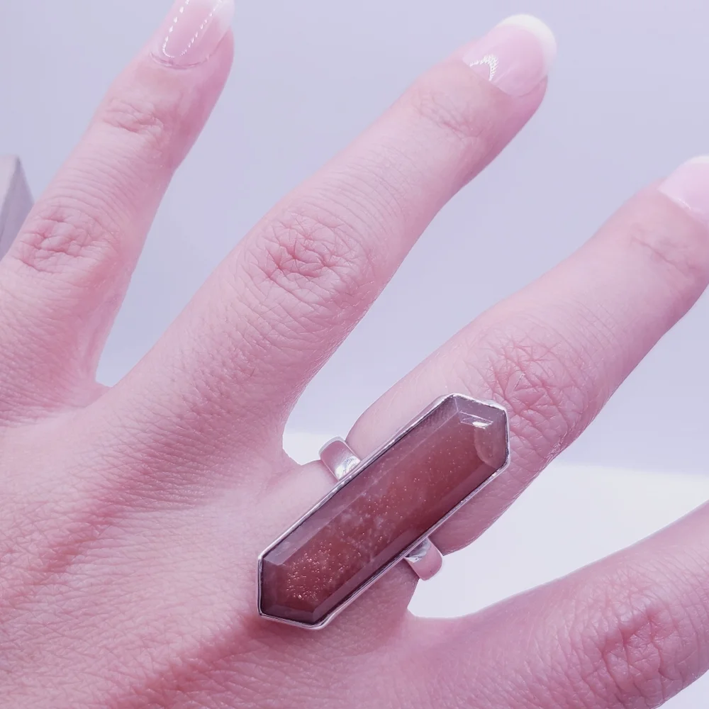 Genuine Sunstone 925 Sterling Silver Ring